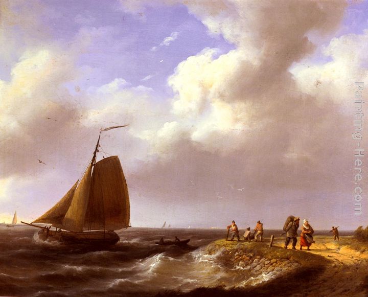 A Fresh Breeze off the Dutch Coast painting - Johannes Hermanus Koekkoek A Fresh Breeze off the Dutch Coast art painting